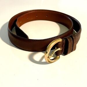 Coach Brown Leather Belt with Gold Buckle